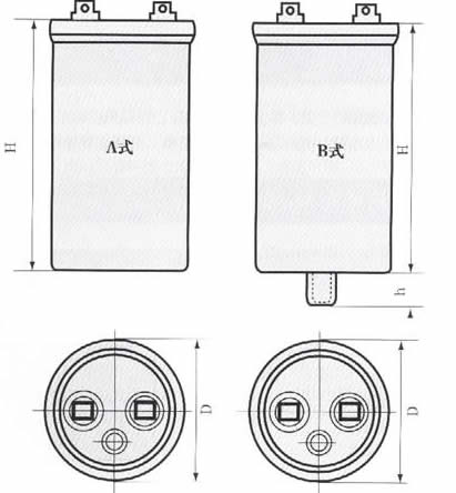 Cbb65型金屬化聚丙烯薄膜電容器尺寸圖