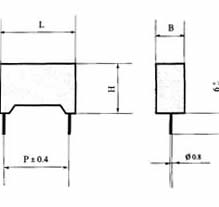 CBB241金屬化聚丙烯直流固定電容器尺寸圖