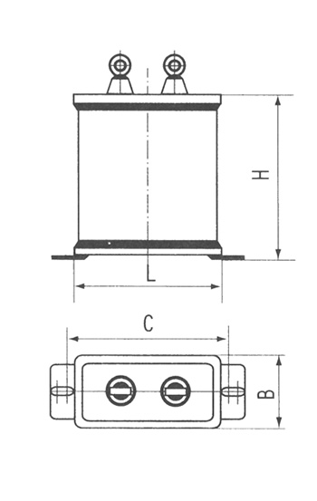 CBBT型交流金屬化聚丙烯鐵路電容器尺寸圖