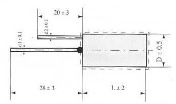 CA411B型單向引出密封固體鉭電解電容器尺寸圖
