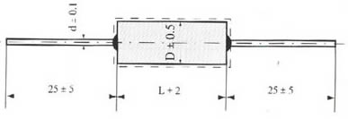 CA70型無極性固體電解質燒結鉭電容器尺寸圖