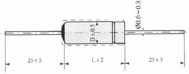 CA30型（160V）非固體電解質固定鉭電容器尺寸圖