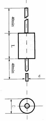 CBF10型金屬箔式聚四氟乙烯膜介質電容器尺寸圖